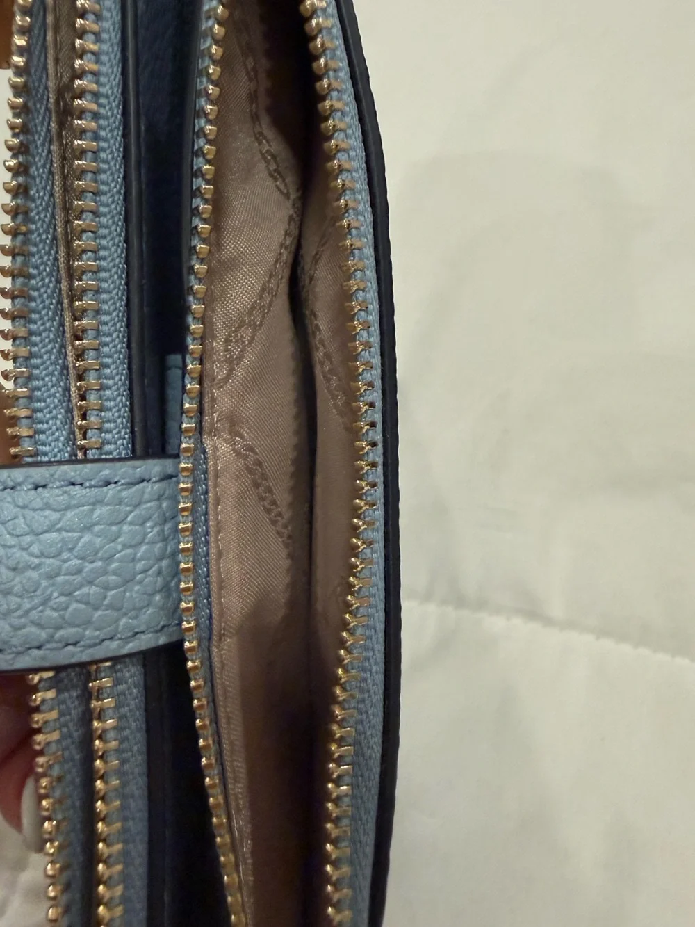 Michael Kors Adele Double Zip Leather Wristlet Wallet - Denim Blue